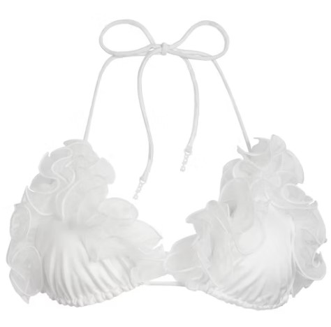 Bridal Swim Ruffle Triangle Bikini Top – Snow