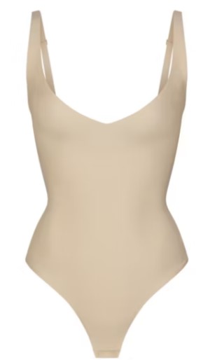 Core Sculpt Plunge Thong Bodysuit – Sand