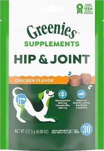 Greenies Hip & Joint Chicken Flavored Soft Chew Glucosamine Joint Supplement for Dogs