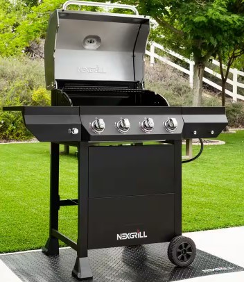 Nexgrill 4-Burner Propane Gas Grill in Black with Stainless Steel Main Lid
