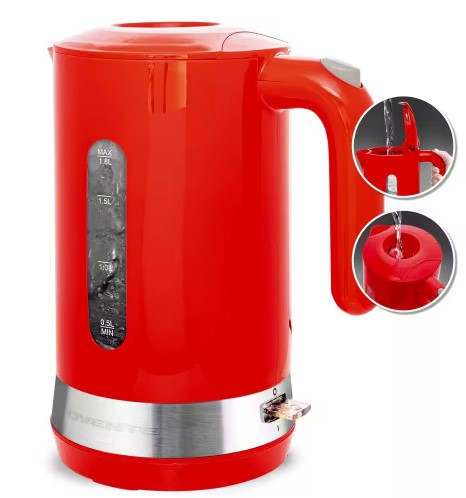 OVENTE 7-Cup Corded Electric Kettle with Auto Shut-Off (Red)