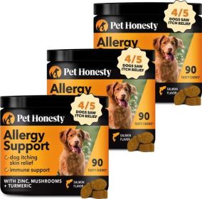 Pet Honesty Allergy Support Salmon Flavored Colostrum & Turmeric Chews, Itchy Skin, Immune & Allergy Relief Supplement for Dogs