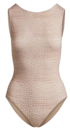 Signature Swim High Neck One Piece – Dune Crocodile Print