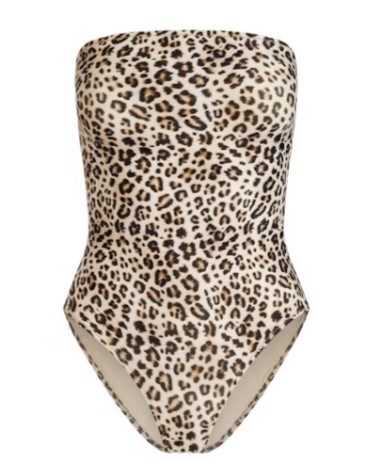 Signature Swim Strapless One Piece – Champagne Leopard Print
