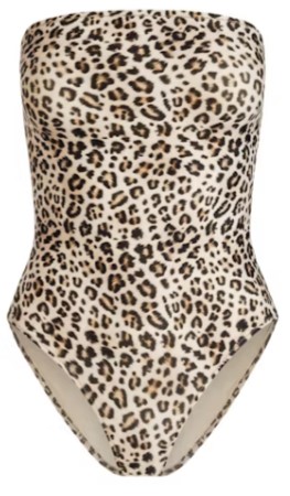 Signature Swim Strapless One‑Piece – Champagne Leopard Print