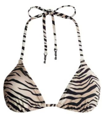 Signature Swim Triangle Bikini Top – Champagne Tiger Print