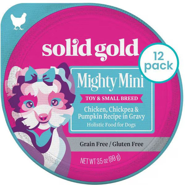Solid Gold Mighty Mini Chicken, Chickpea & Pumpkin Recipe in Gravy Grain-Free Toy & Small Breed Dog Food Cups