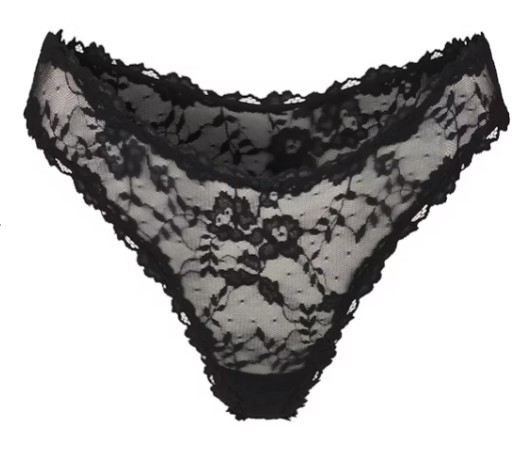 Stretch Lace Dipped Thong – Soot