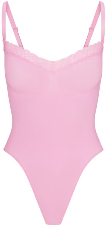 Seamless Sculpt Lace Thong Bodysuit – Bubble Gum