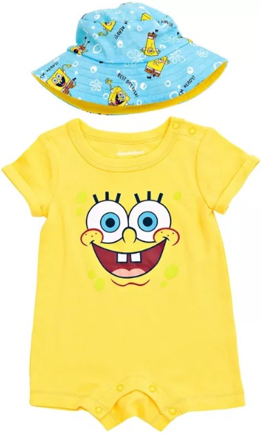 spongebob-squarepants-baby-romper-and-hat-newborn-to-infant