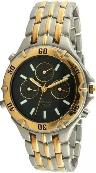 swiss-edition-men-s-two-tone-silver-and-23k-gold-plated-multifunction-black-dial-gold-sports-bezel-dress-watch