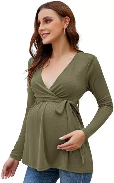 whizmax-maternity-shirts-women-s-casual-maternity-tops-pregnancy-puff-sleeve-tunic-top-tie-front-wrap-maternity-clothes